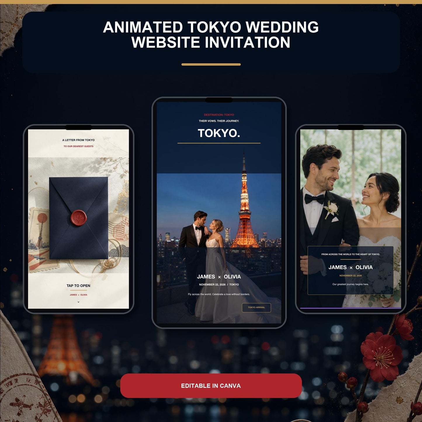 TOKYO Urban Wedding Website Invitation Template