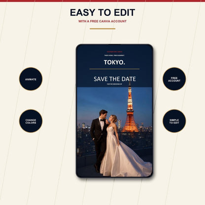 TOKYO Urban Wedding Save the Date Template — view 5