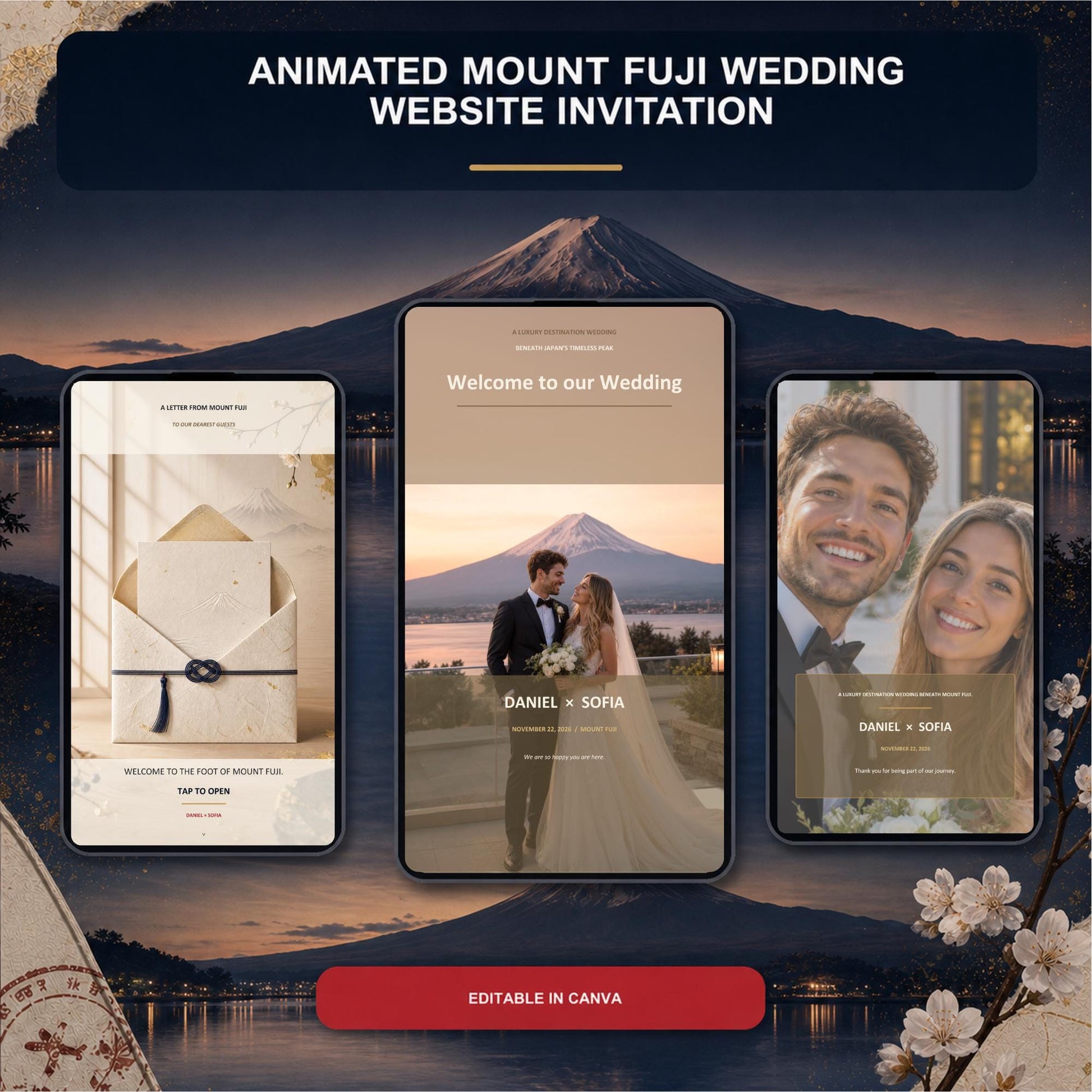 MOUNT FUJI Wedding Website Invitation Template
