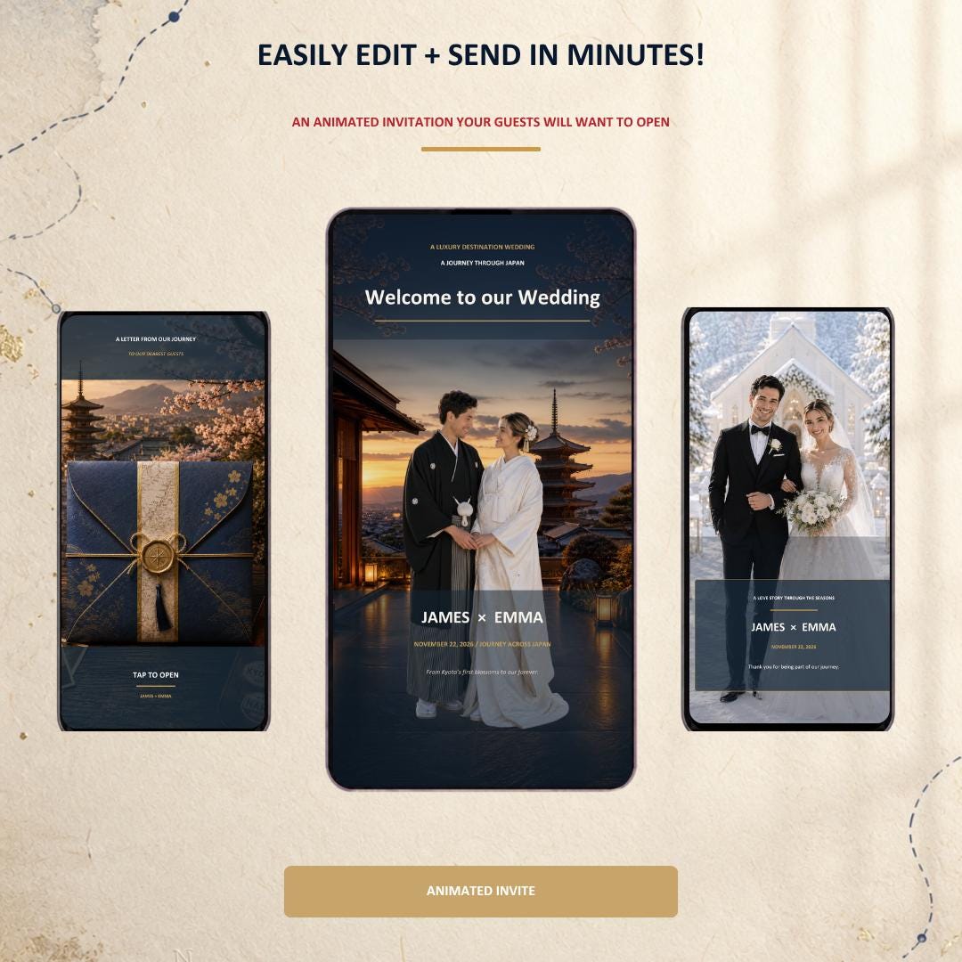 JAPAN JOURNEY Wedding Website Invitation Template — view 3