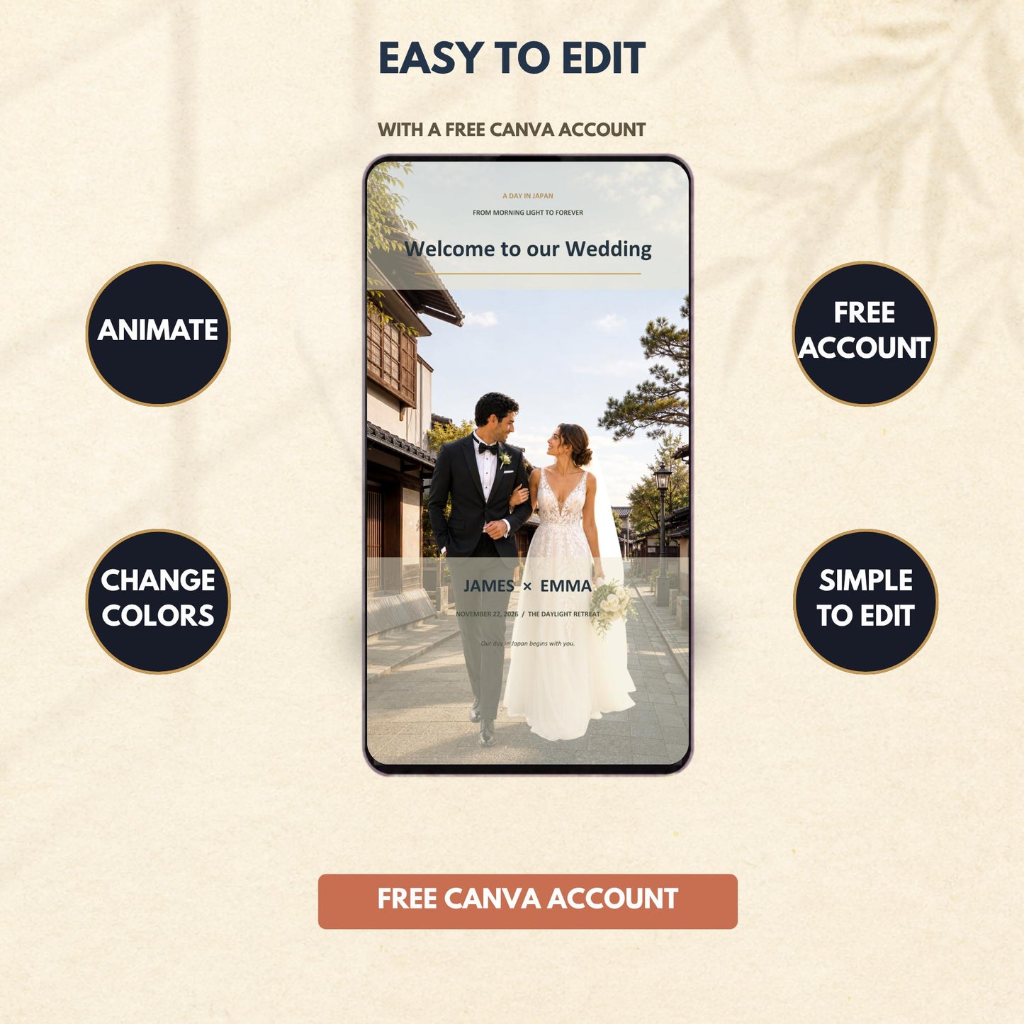 A DAY IN JAPAN Wedding Save the Date Template — view 5