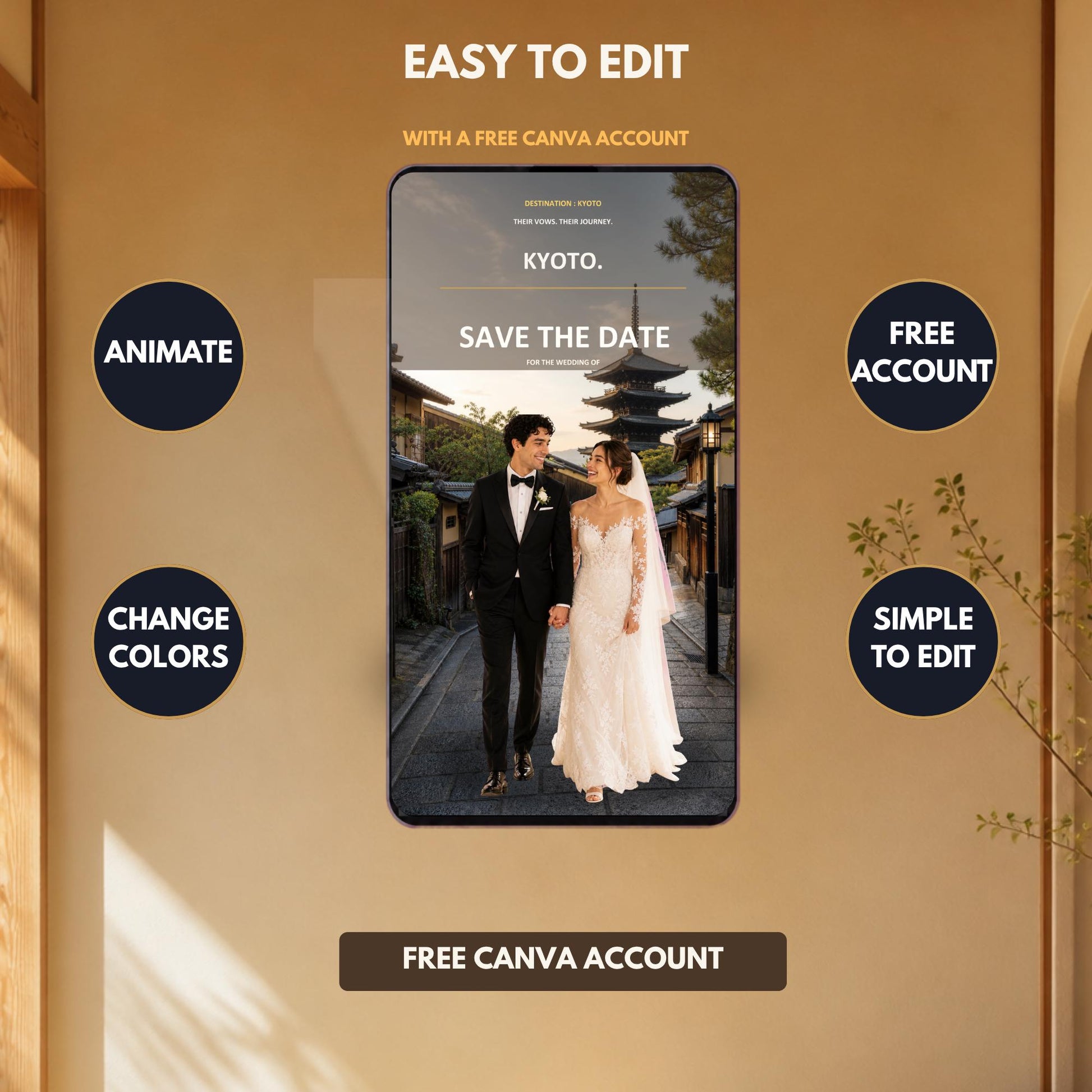 KYOTO Wedding Save the Date Template — view 5