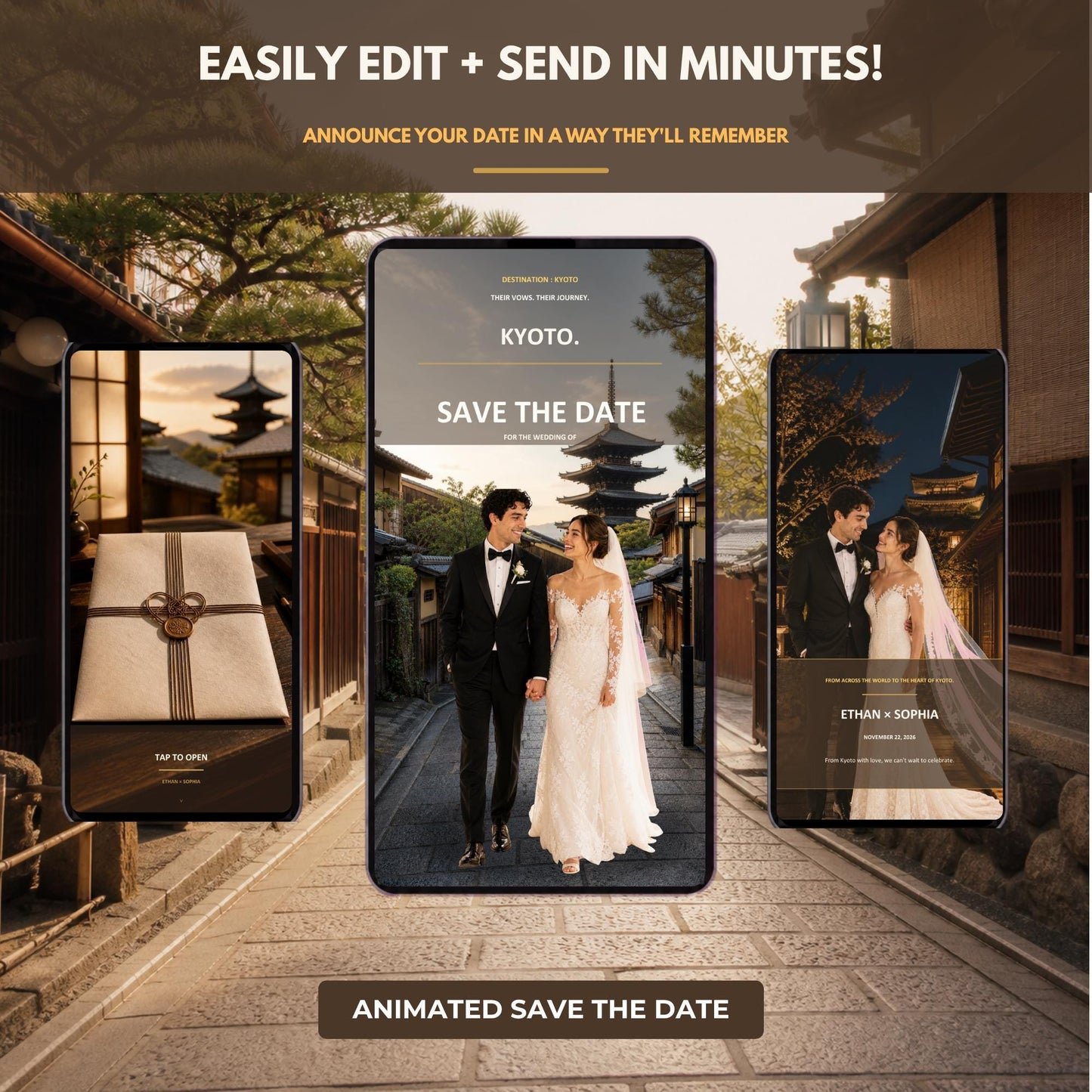 KYOTO Wedding Save the Date Template — view 2