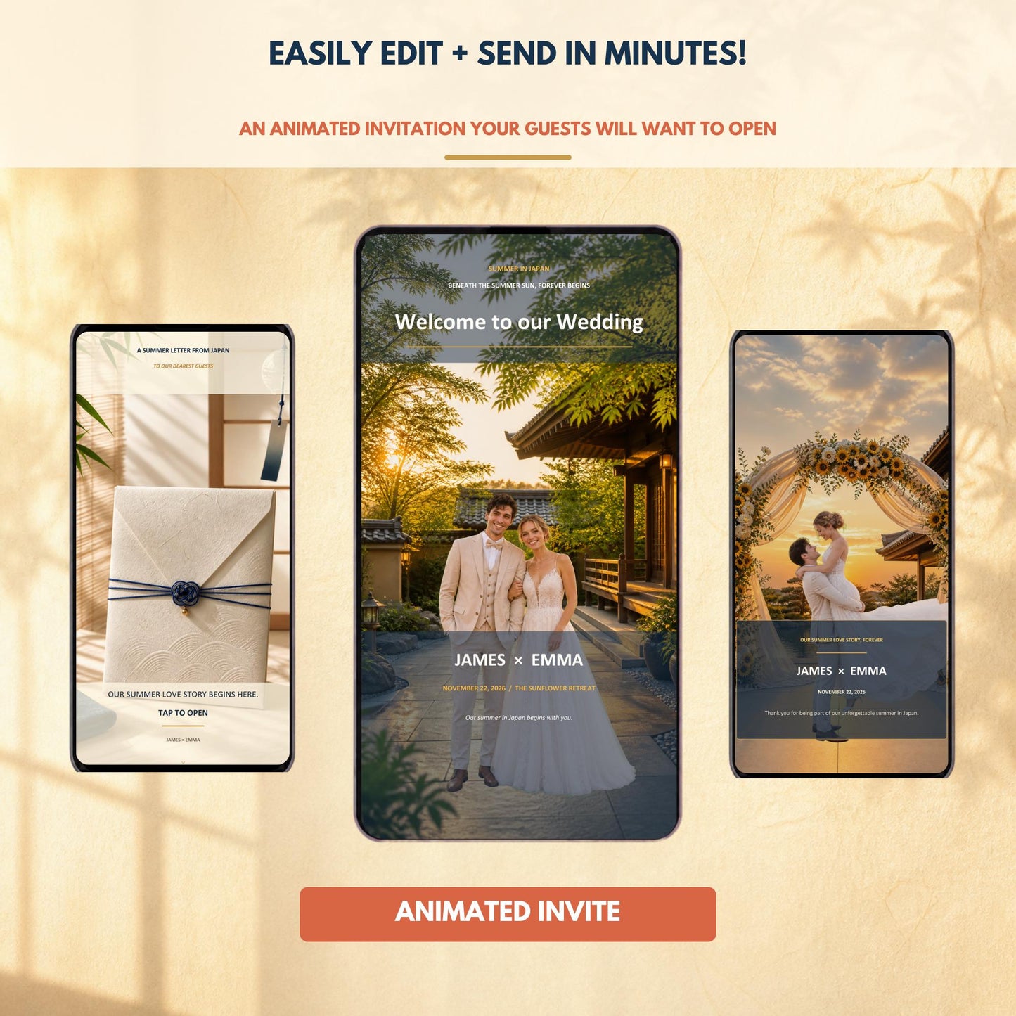 SUMMER IN JAPAN Wedding Website Invitation Template — view 3