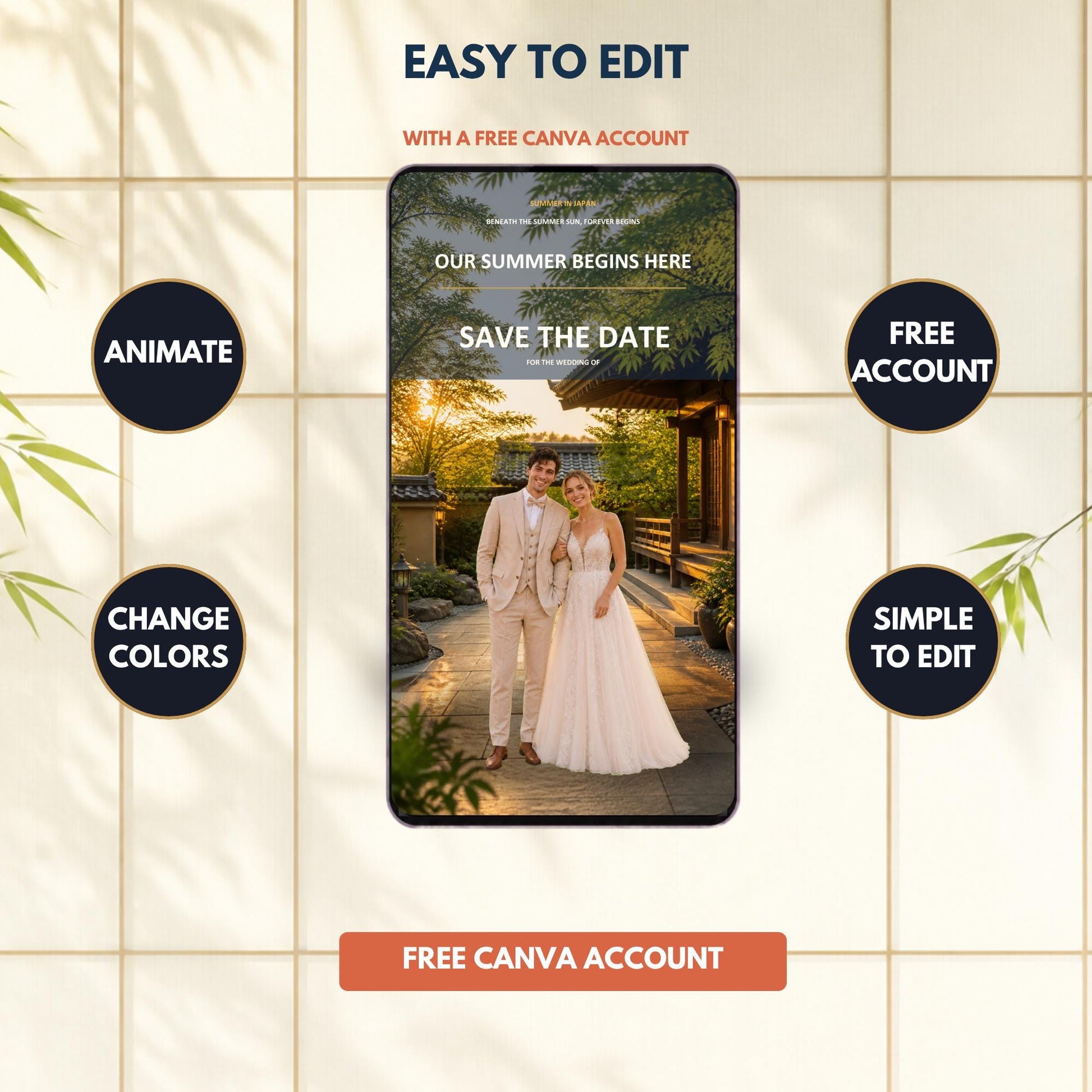 SUMMER IN JAPAN Wedding Save the Date Template — view 5