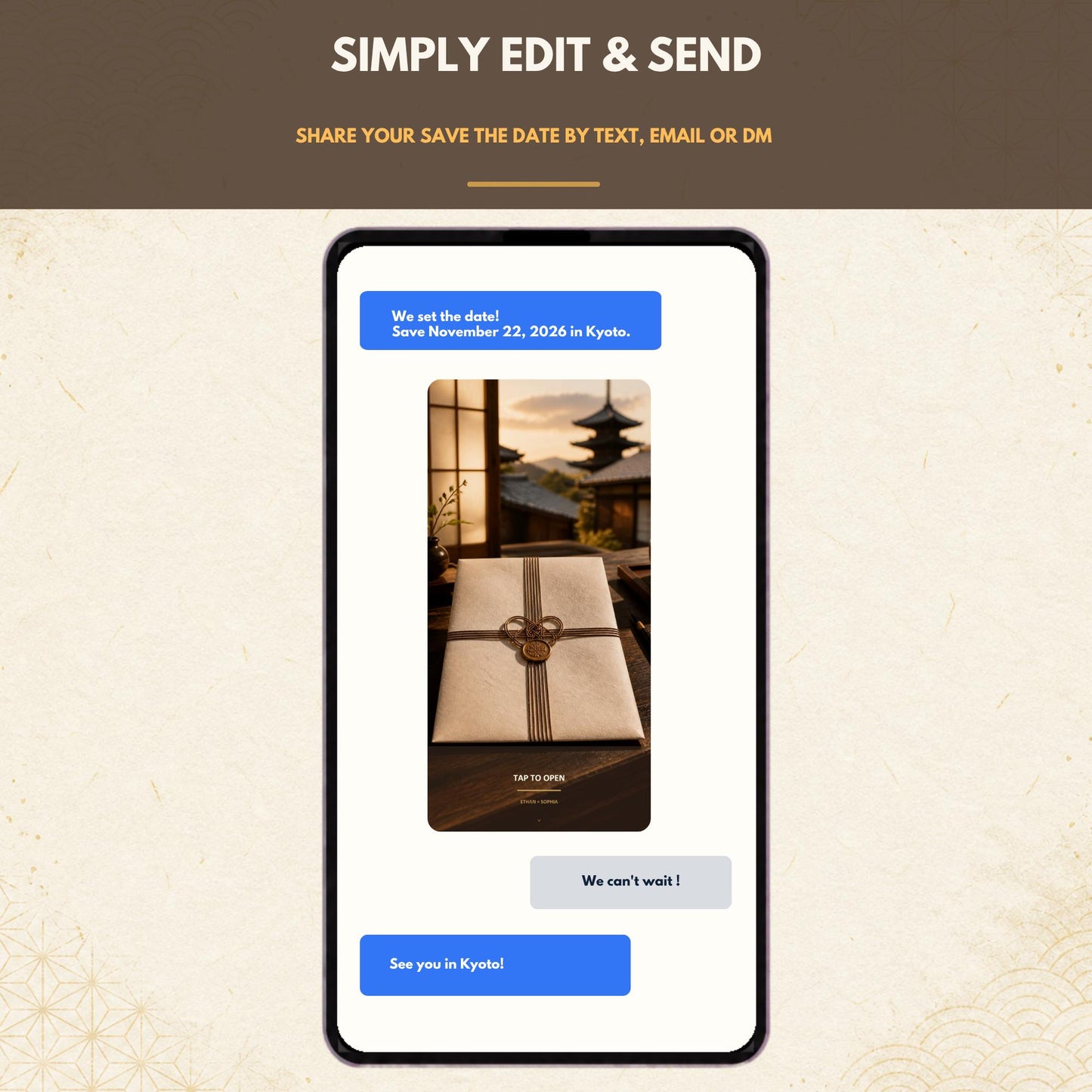 KYOTO Wedding Save the Date Template — view 3